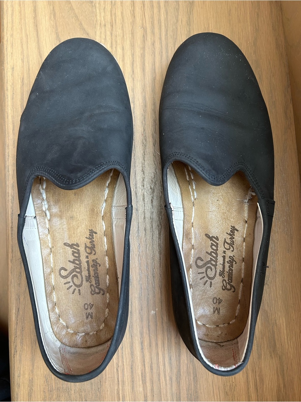 Sabah Noto Black Men’s 40 Waxed Nubuck Leather Slip On Shoes Handmade Turkey